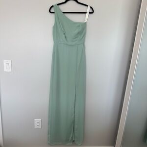 One-Shoulder Green Bridesmaid Dress